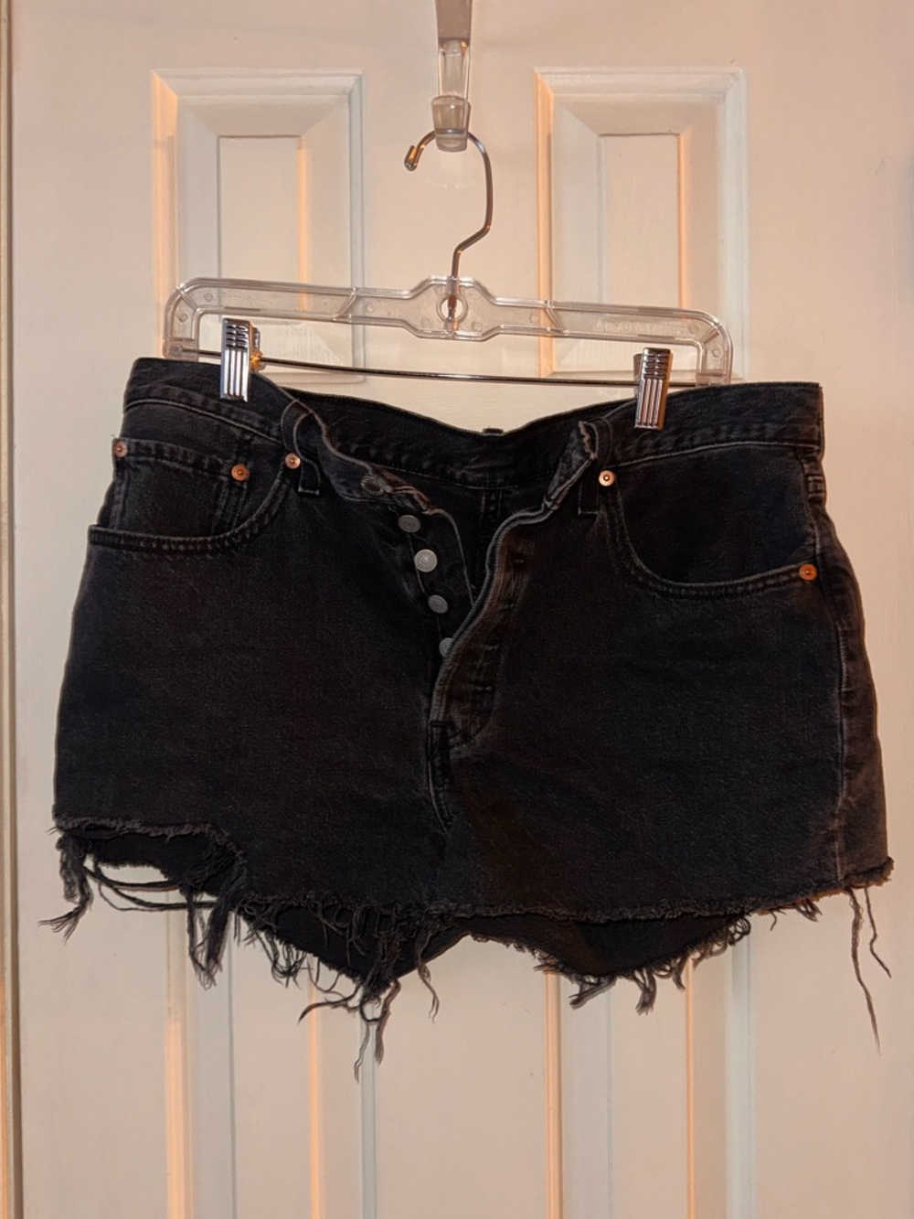 Levi's Black Denim High-Waist Cutoff Jean Shorts